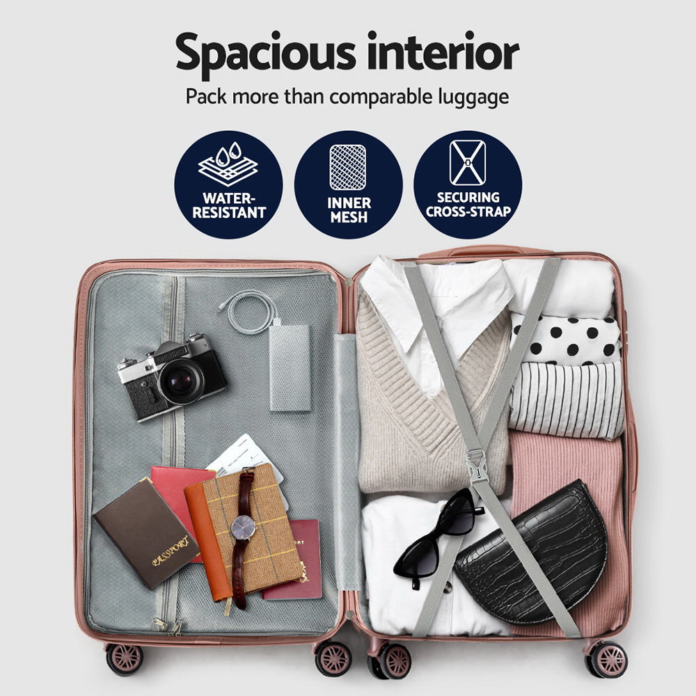 WANDERLITE TSA SECURED 3PCE HARD CASE LUGGAGE SET