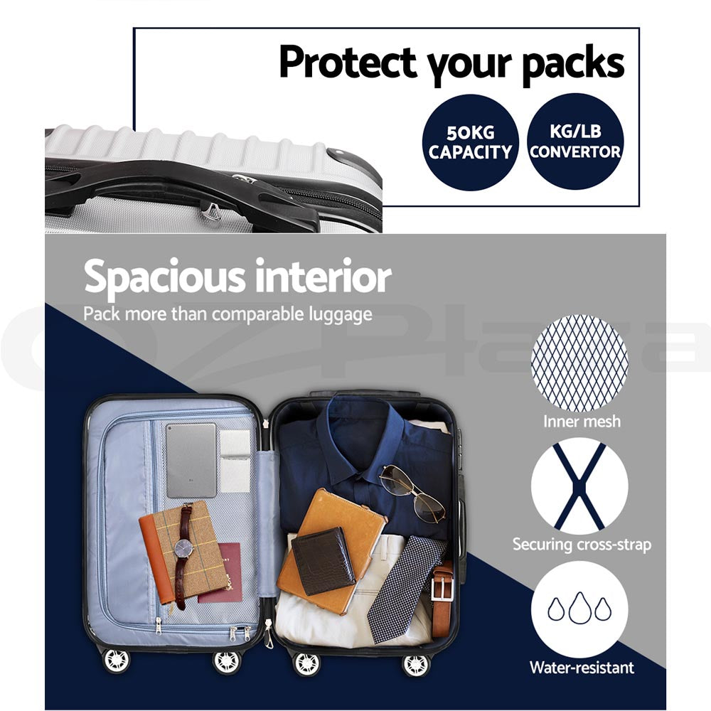 WANDERLITE TSA SECURED 3PCE HARD CASE LUGGAGE SET