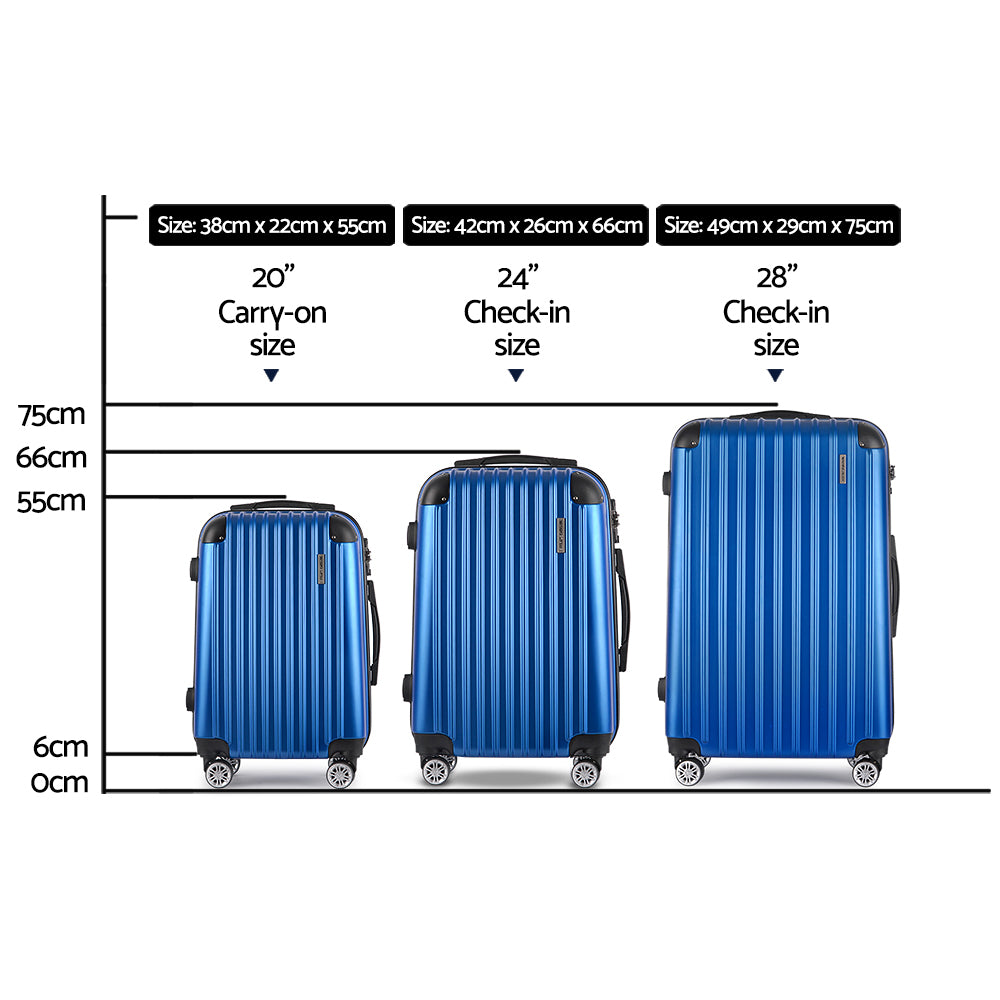 WANDERLITE TSA SECURED 3PCE HARD CASSE LUGGAGE SET