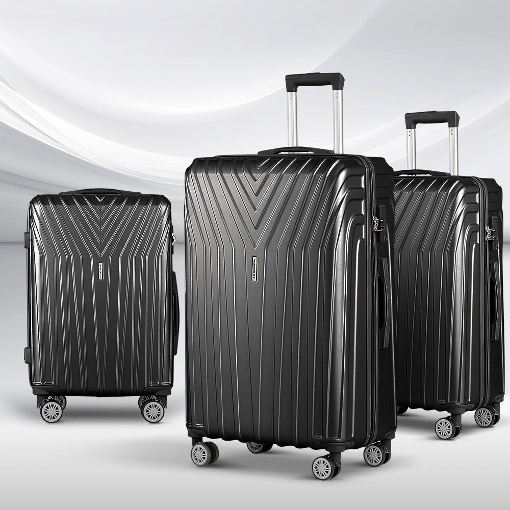 WANDERLITE TSA SECURED 3PCE HARD CASE LUGGAGE SET