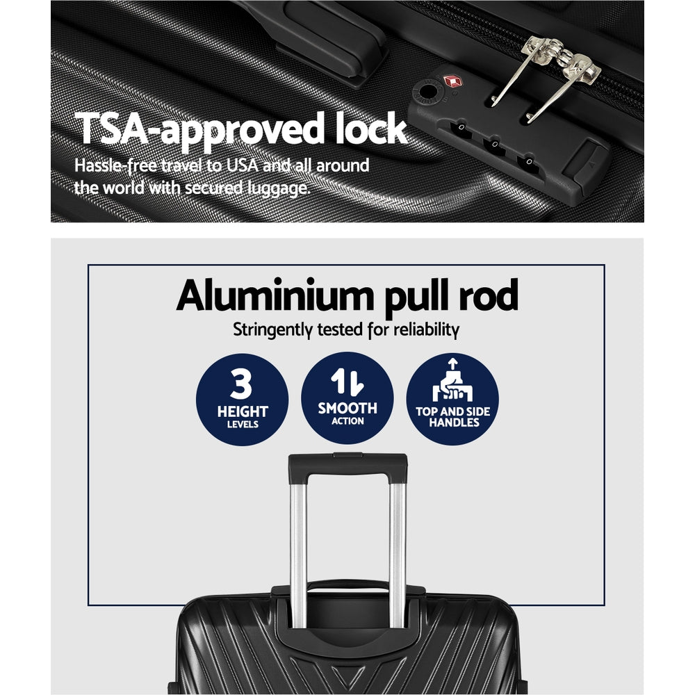 WANDERLITE TSA SECURED 3PCE HARD CASE LUGGAGE SET