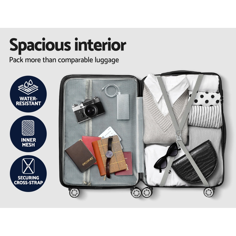 WANDERLITE TSA SECURED 3PCE HARD CASE LUGGAGE SET