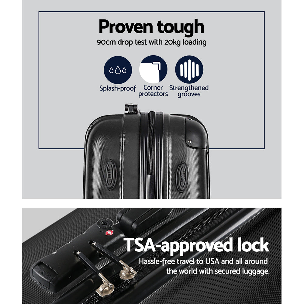 WANDERLITE TSA SECURED 3PCE HARD CASSE LUGGAGE SET