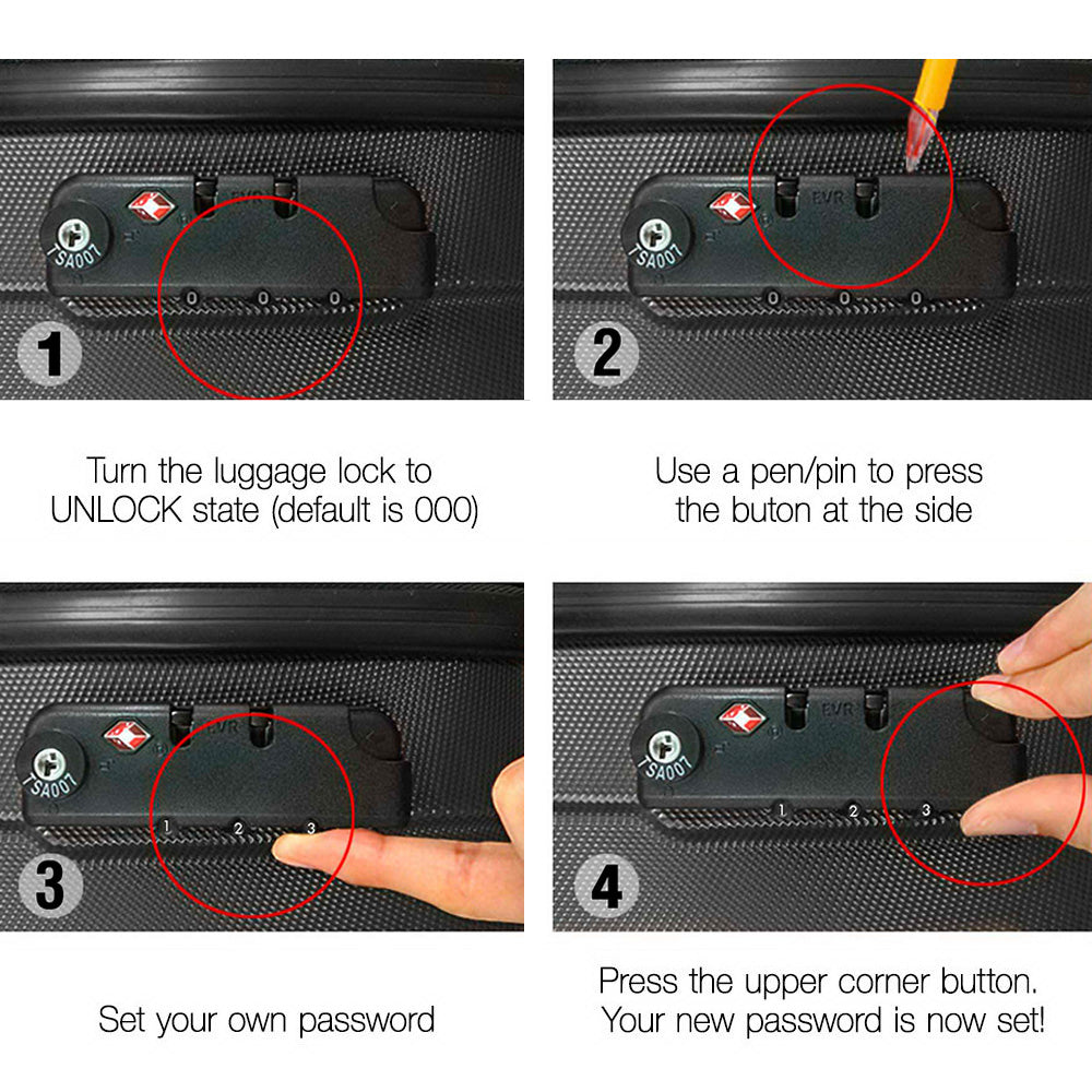 WANDERLITE TSA SECURED 3PCE HARD CASSE LUGGAGE SET