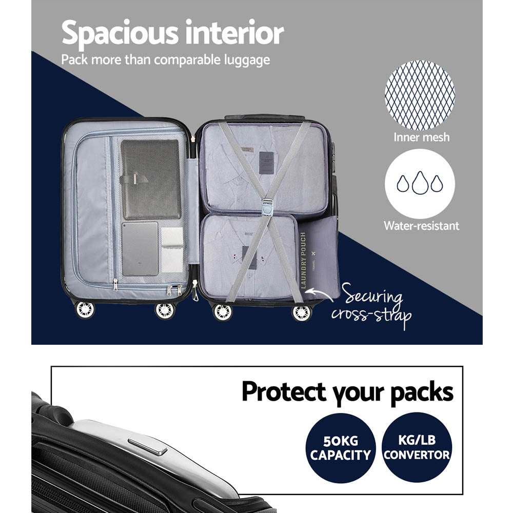 WANDERLITE TSA SECURED 3PCE HARD CASSE LUGGAGE SET