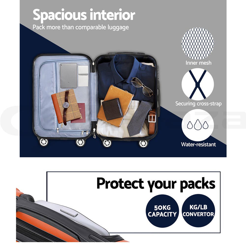 WANDERLITE TSA LOCK 3PCE HARD CASE LUGGAGE SET