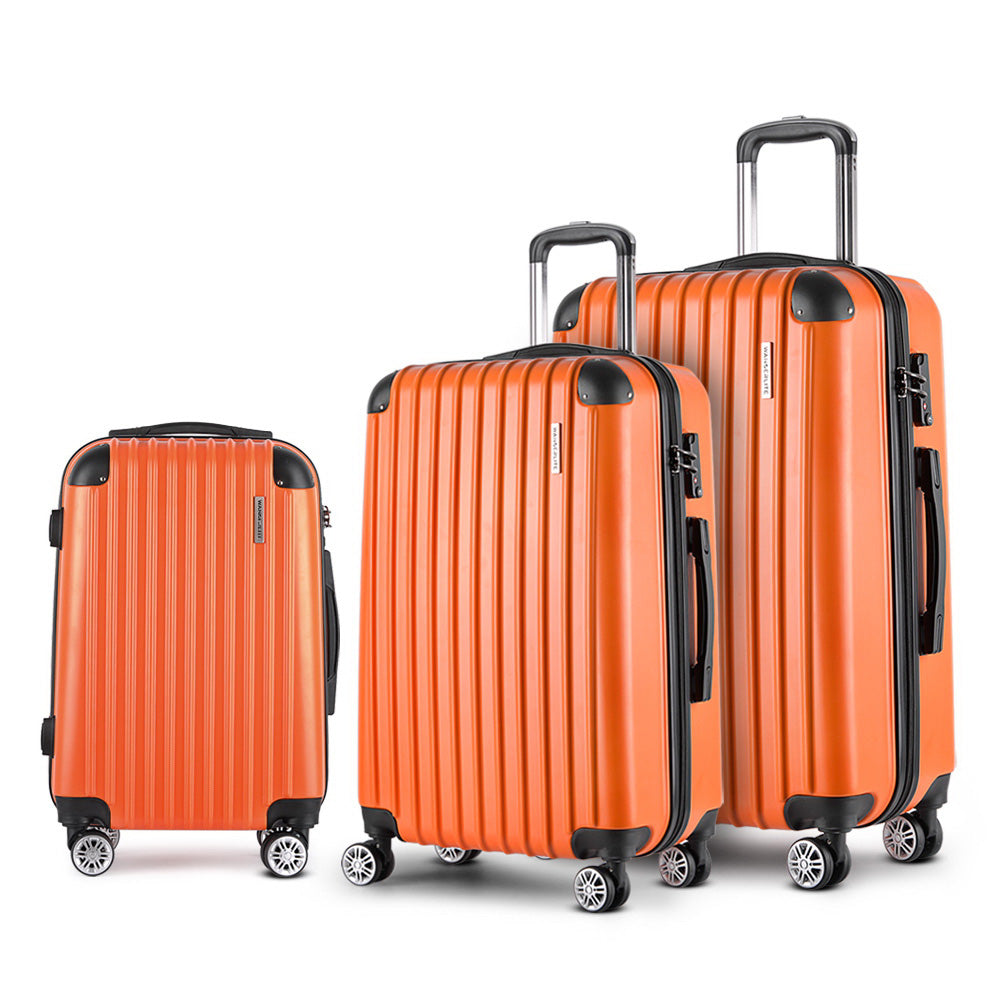 WANDERLITE TSA LOCK 3PCE HARD CASE LUGGAGE SET