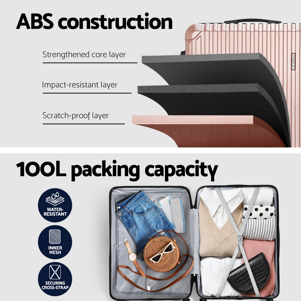 WANDERLITE ROSE GOLD TSA LOCK HARD CASE