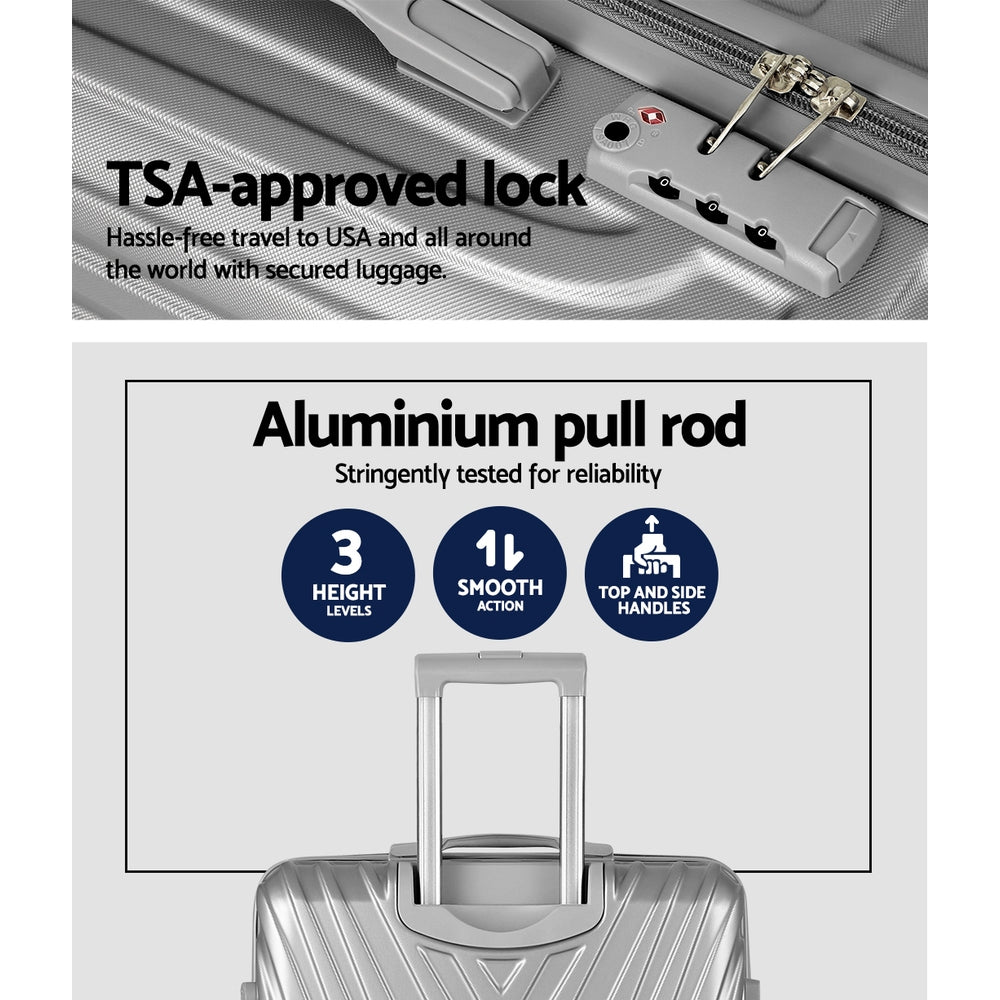 WANDERLITE TSA SECURED 3PCE HARD CASSE LUGGAGE SET