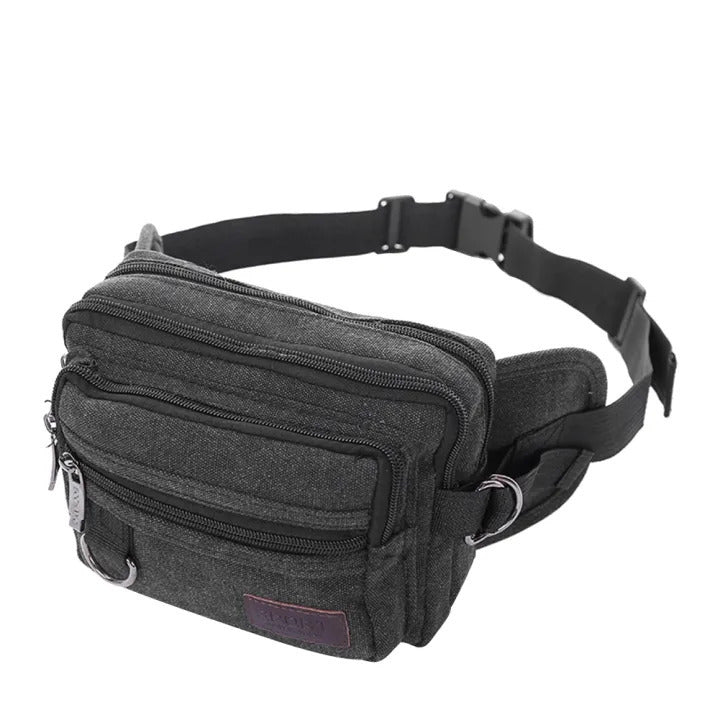 MULTI POCKET CANVAS ADJUSTABLE WAIST BAG