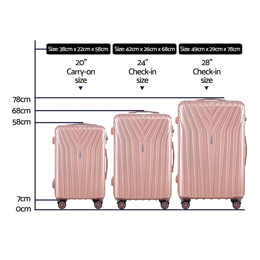 WANDERLITE TSA SECURED 3PCE HARD CASE LUGGAGE SET