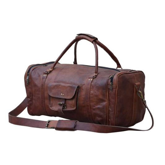 BARLOW RUSTIC ALL LEATHER OVERNIGHT DUFFLE TRAVEL BAG