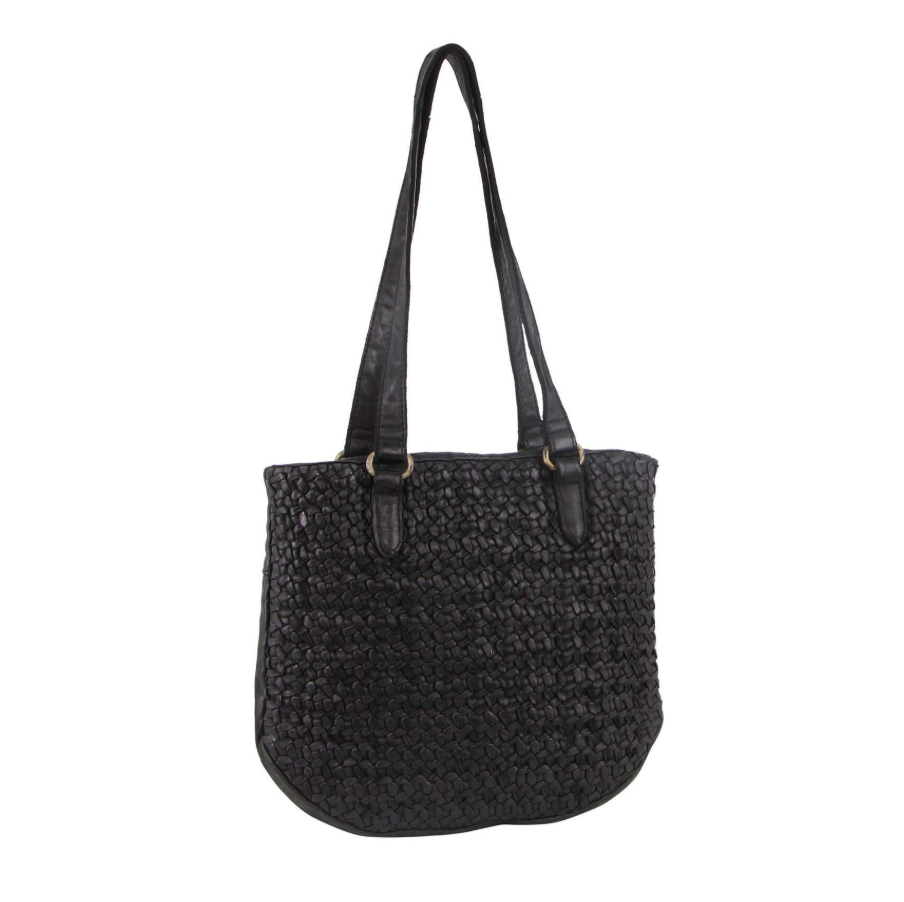 PIERRE CARDIN WOVEN LEATHER SHOULDER BAG
