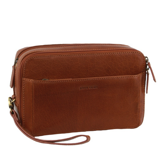 PIERRE CARDIN LEATHER TOILETRY BAG
