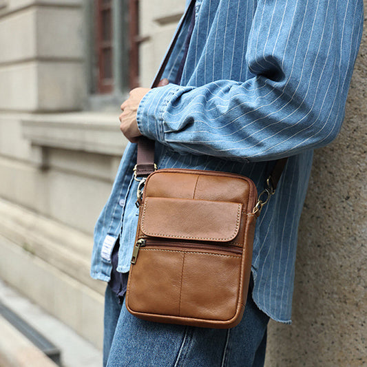 WINDSOR MENS OIL WAXED LEATHER CROSSBODY BAG