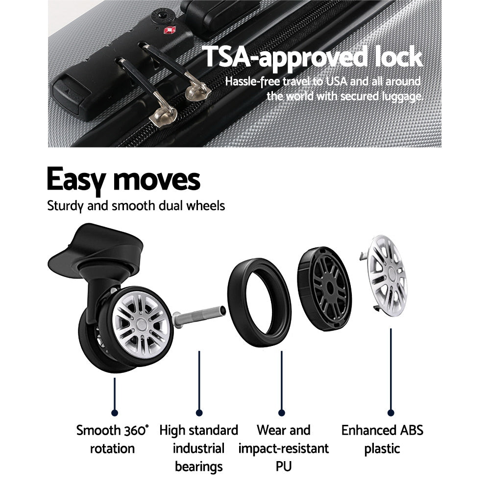 WANDERLITE TSA SECURED 3PCE HARD CASE LUGGAGE SET