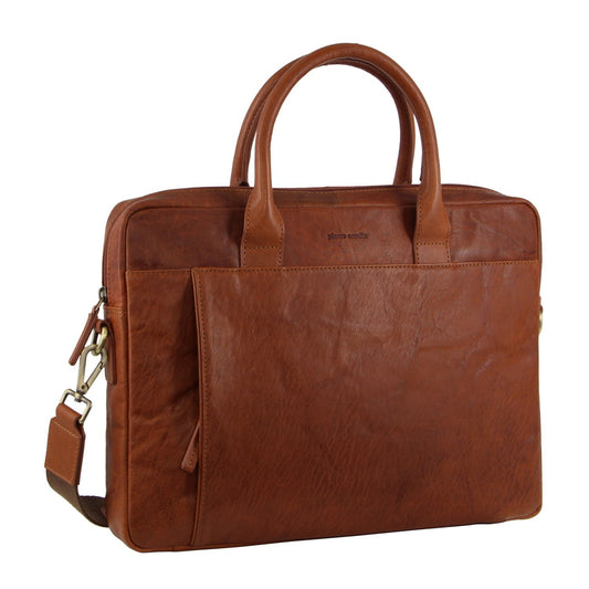 PIERRE CARDIN LEATHER 15" BRIEFCASE CROSSBODY BAG