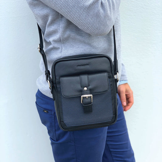 PIERRE CARDIN PEBBLED LEATHER CROSSBODY BAG