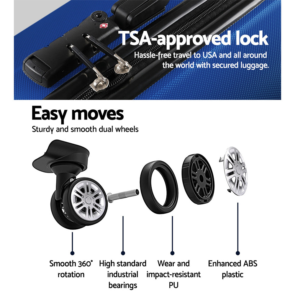 WANDERLITE TSA SECURED 3PCE HARD CASSE LUGGAGE SET