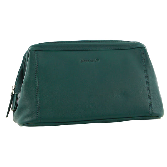 PIERRE CARDIN SOFT RUSTIC LEATHER TOILETRY BAG - ZIRKON