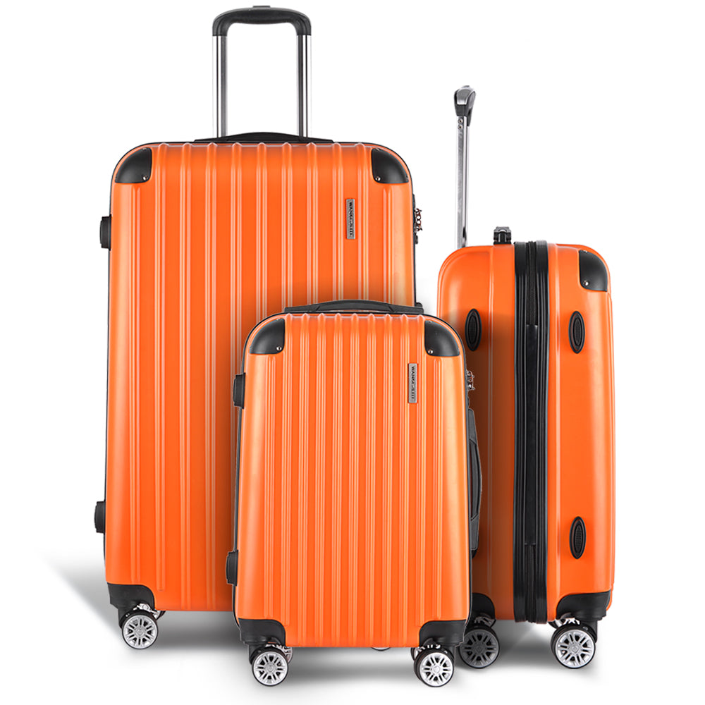 WANDERLITE TSA LOCK 3PCE HARD CASE LUGGAGE SET